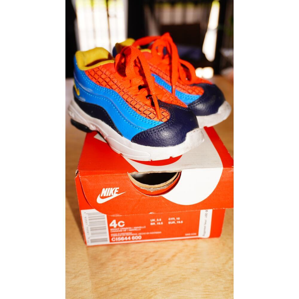 Nike Air Max 95 Toddler Size 4C Bright Crimson Amarillo Blue Kids Shoes - Picture 10 of 16